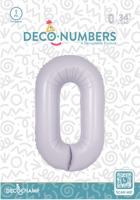 DecoNumber Lilac 0 size 34" (50 Unit Per Case)