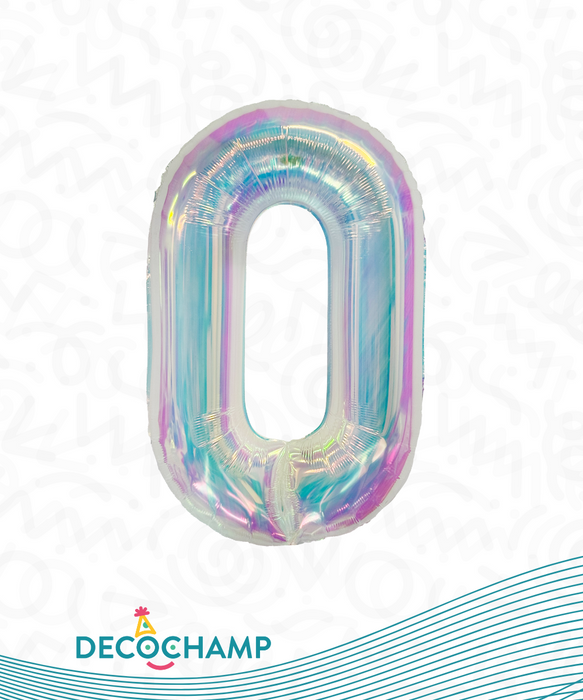 DecoNumber Iridescent "0" size 34" (50 Unit Per Case)