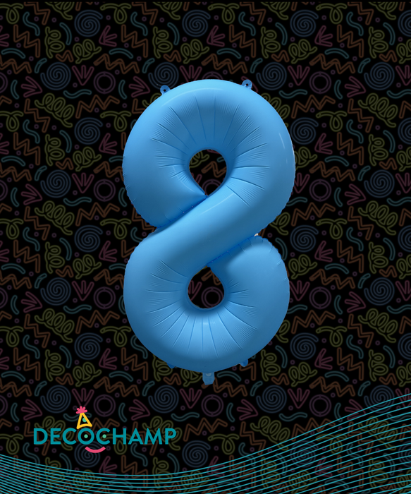 DecoNumber Neon Blue "8" - size 34" (50 Unit Per Case)