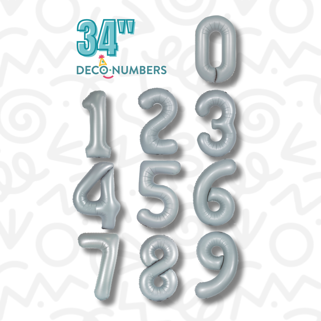 Deco-Números color Gris (DecoNumbers Grey) / 34" 0-9 — Decochamp LATAM