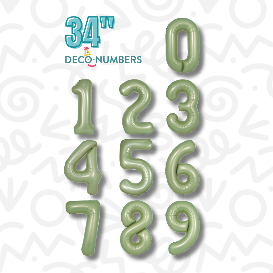 Deco-Números color Verde Oliva (DecoNumbers Olive Green) / 34" 0-9