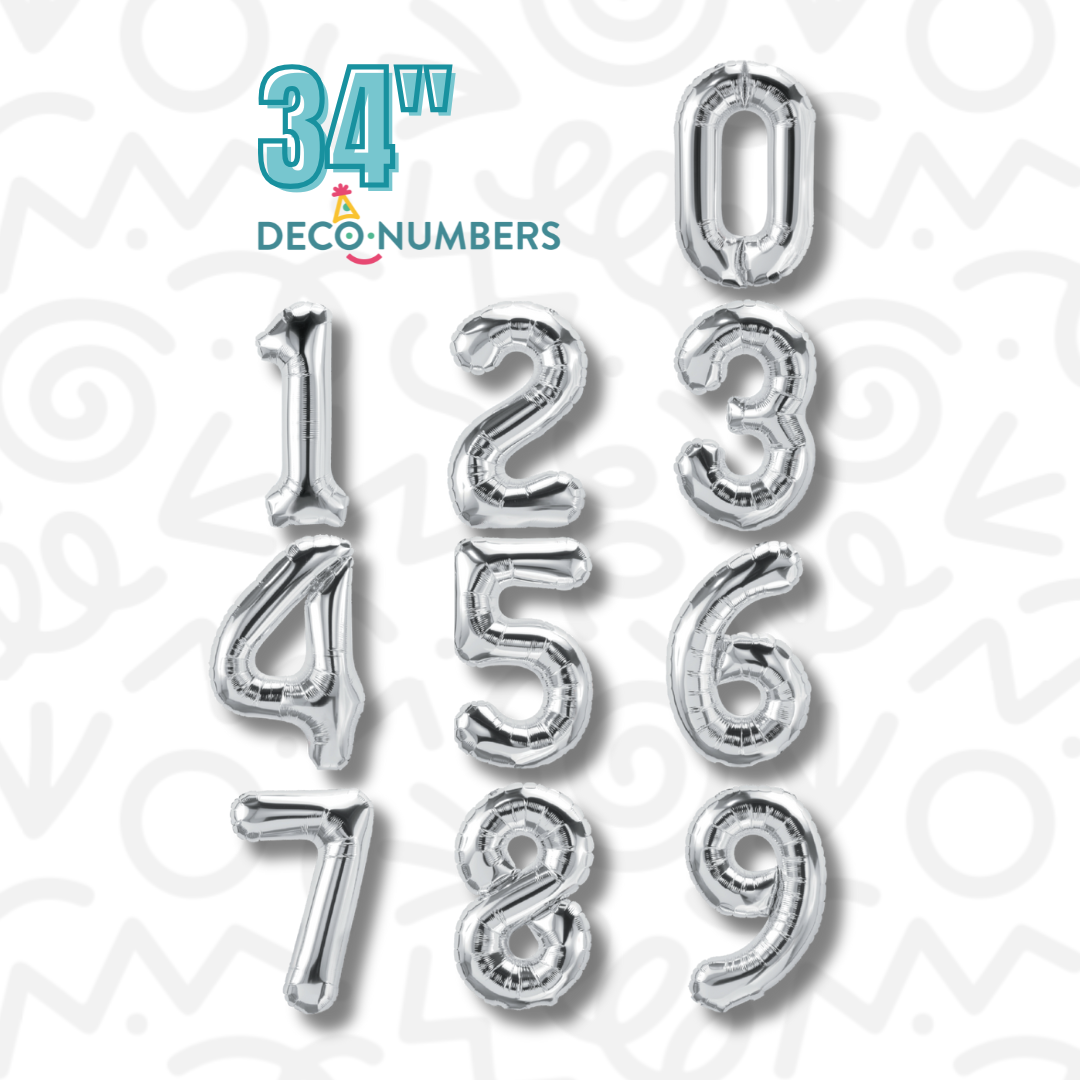 Deco-Números color Plata (DecoNumbers Silver) / 34" 0-9