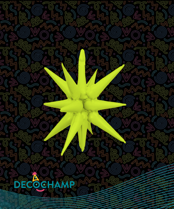 Neon Yellow Starburst Balloon 22" (50 Unit Per Case)