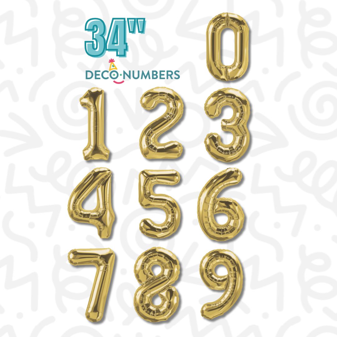Deco-Números color Dorado (DecoNumbers Gold) / 34" 0-9