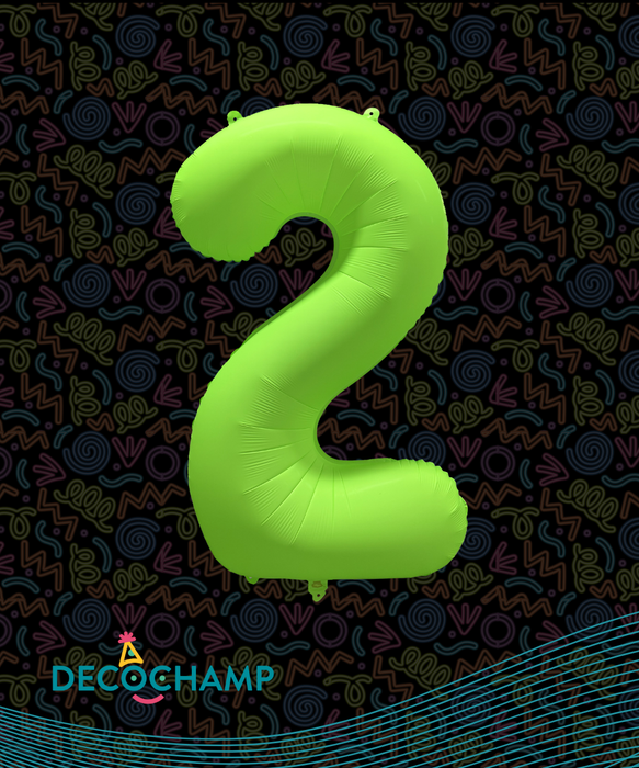 DecoNumber Neon Green "2" - size 34" (50 Unit Per Case)