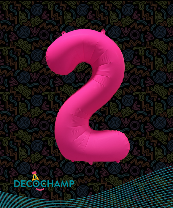 DecoNumber Neon Pink "2" - size 34" (50 Unit Per Case)