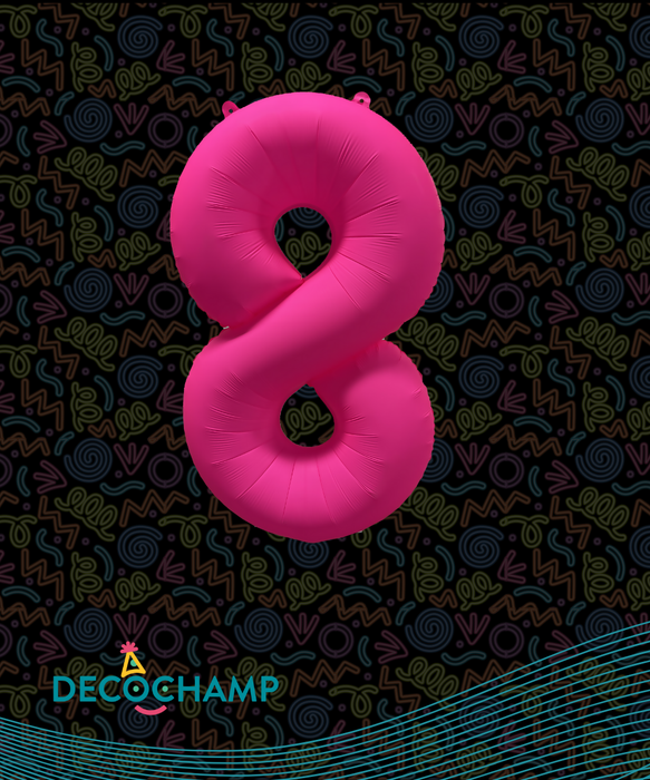 DecoNumber Neon Pink "8" - size 34" (50 Unit Per Case)