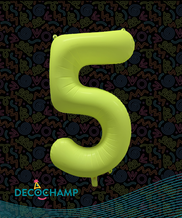 DecoNumber Neon Yellow "5" - size 34" (50 Unit Per Case)