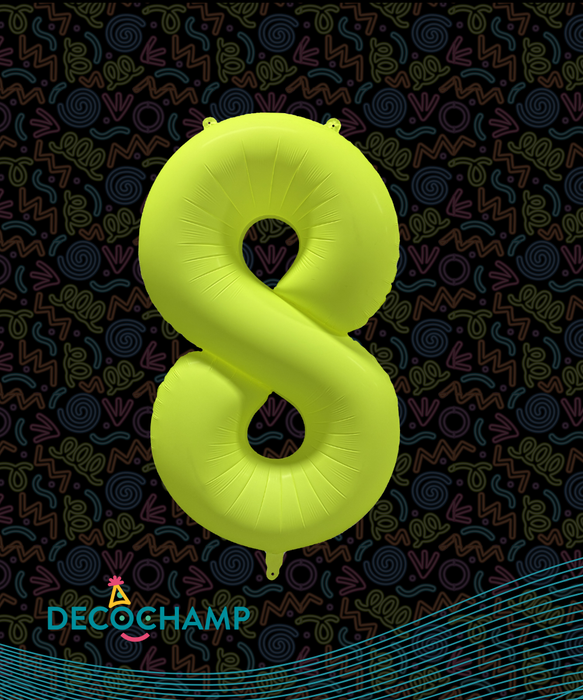 DecoNumber Neon Yellow "8" - size 34" (50 Unit Per Case)