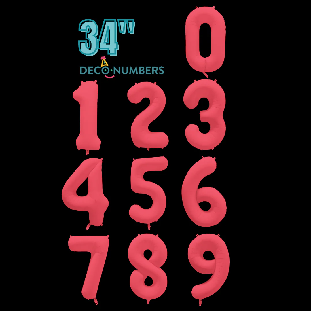 DecoNumbers Neon Red 34" 0-9